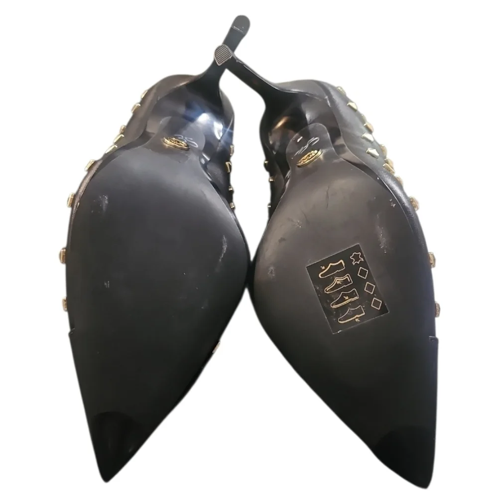 Michael Michael Kors Keke Black Leather Gold Stud Pump 6.5